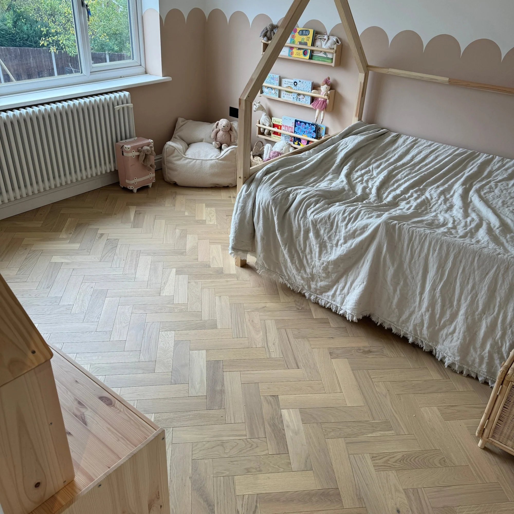 Sàn gỗ Herringbone 90 độ
